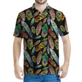 Vintage Feather Pattern Print Men's Polo Shirt