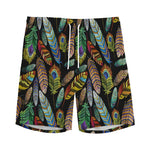 Vintage Feather Pattern Print Men's Sports Shorts