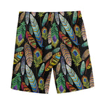 Vintage Feather Pattern Print Men's Sports Shorts