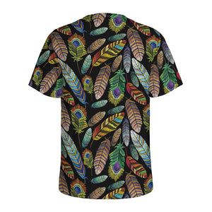 Vintage Feather Pattern Print Men's Sports T-Shirt