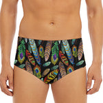 Vintage Feather Pattern Print Men's Triangle Swim Briefs
