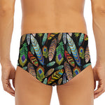 Vintage Feather Pattern Print Men's Triangle Swim Briefs