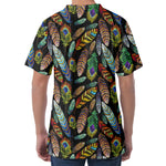 Vintage Feather Pattern Print Men's Velvet T-Shirt