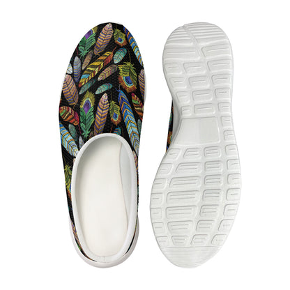 Vintage Feather Pattern Print Mesh Casual Shoes
