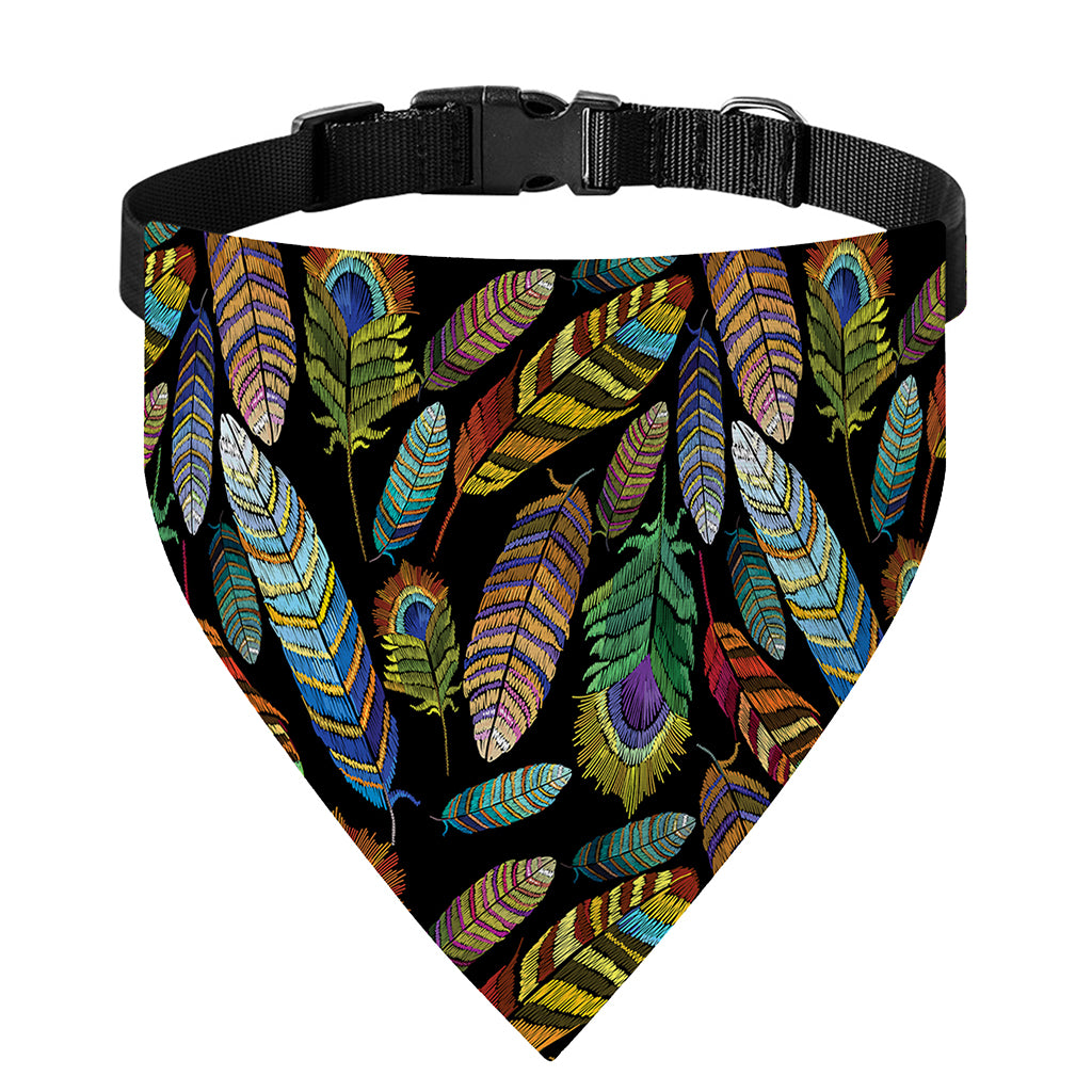 Vintage Feather Pattern Print Over The Collar Dog Bandana
