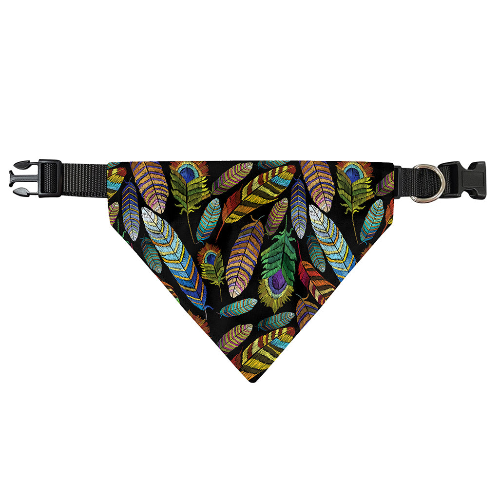 Vintage Feather Pattern Print Over The Collar Dog Bandana