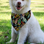 Vintage Feather Pattern Print Over The Collar Dog Bandana