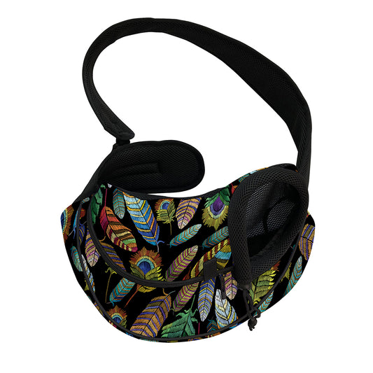 Vintage Feather Pattern Print Pet Sling Carrier