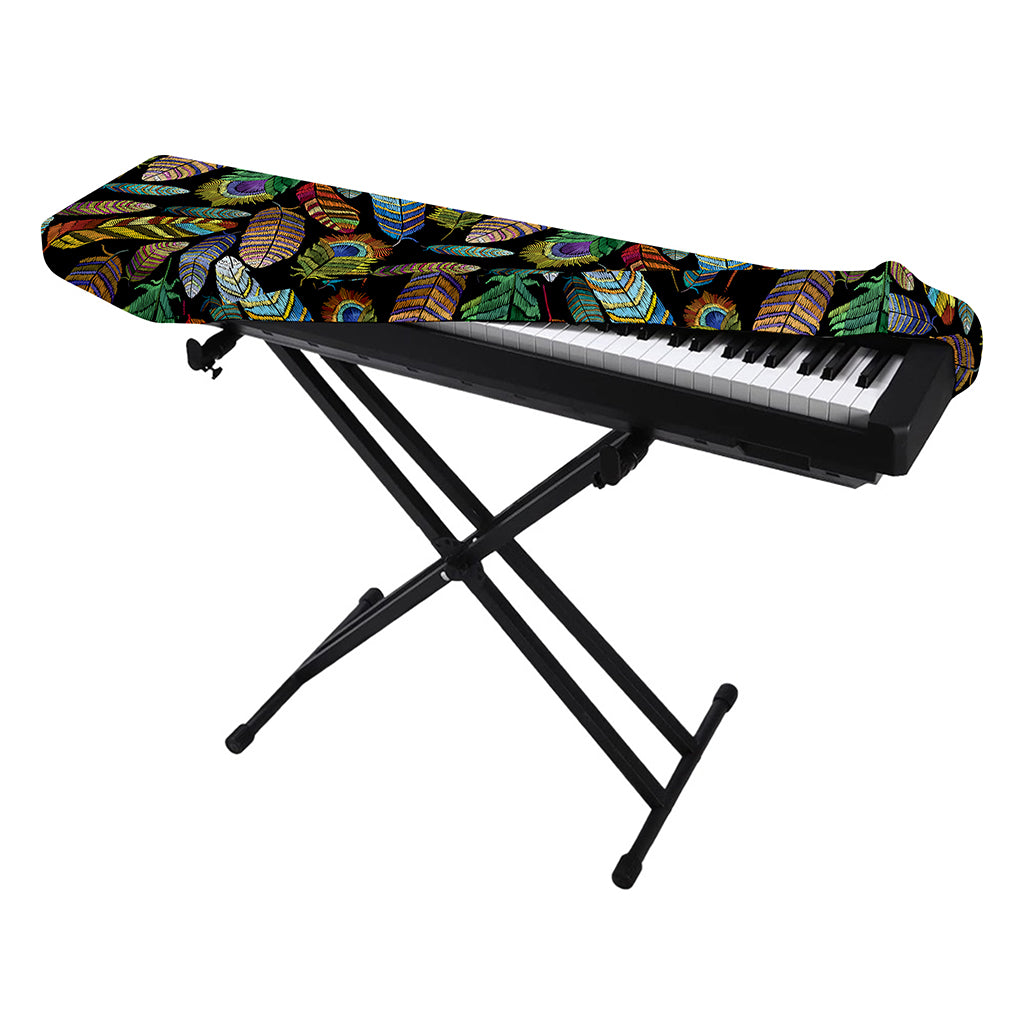 Vintage Feather Pattern Print Piano Keyboard Cover