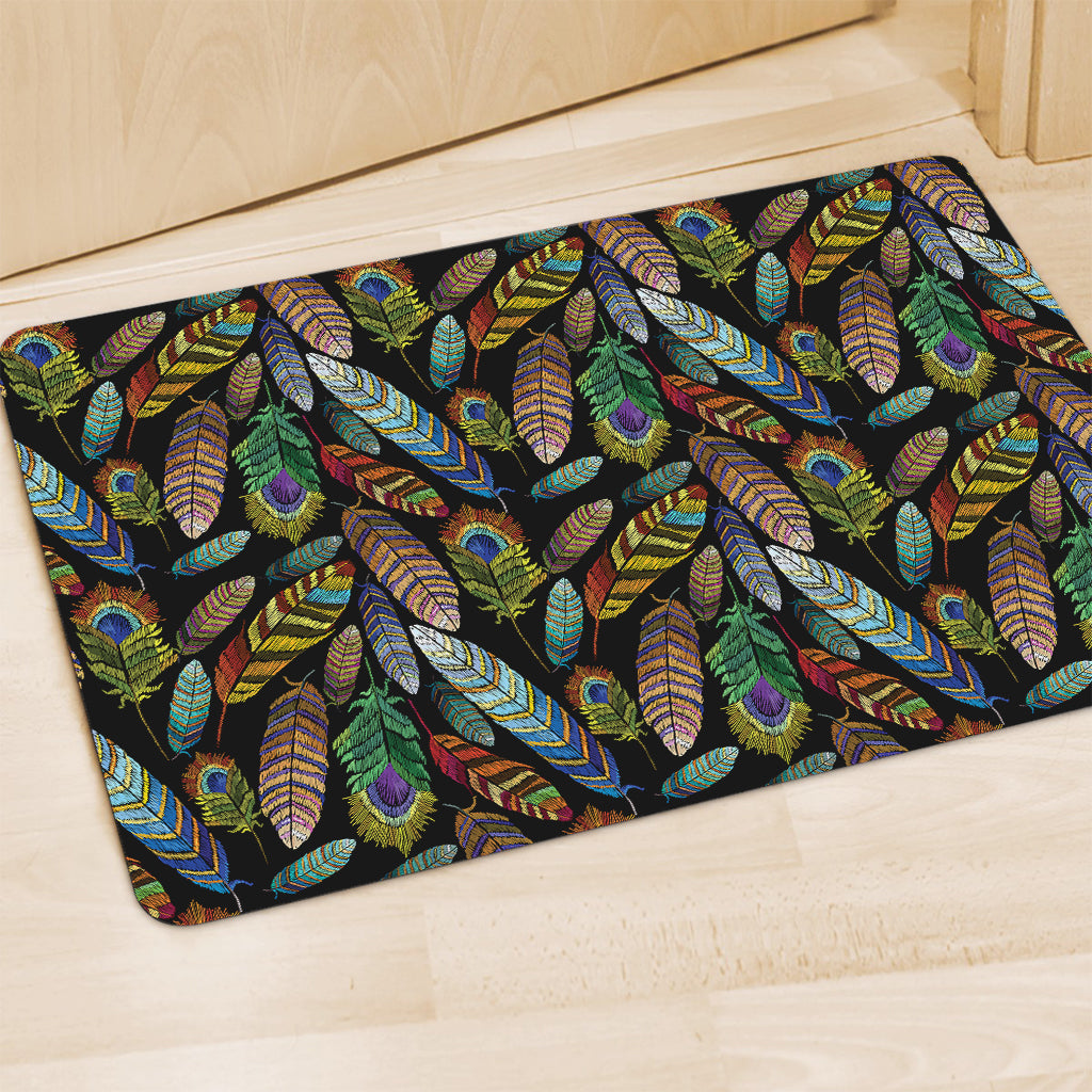 Vintage Feather Pattern Print Polyester Doormat
