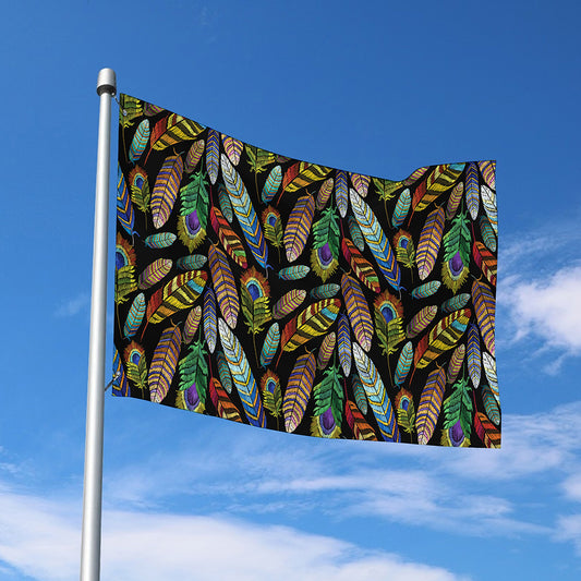 Vintage Feather Pattern Print Polyester Flag