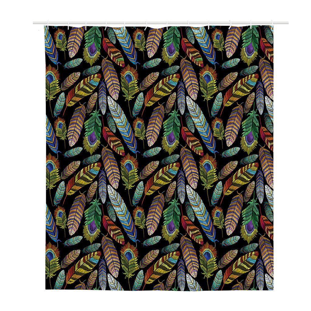 Vintage Feather Pattern Print Polyester Shower Curtain