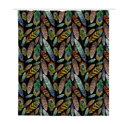 Vintage Feather Pattern Print Polyester Shower Curtain