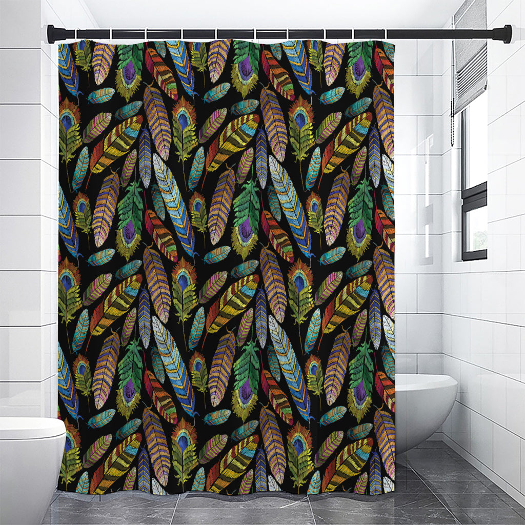 Vintage Feather Pattern Print Premium Shower Curtain