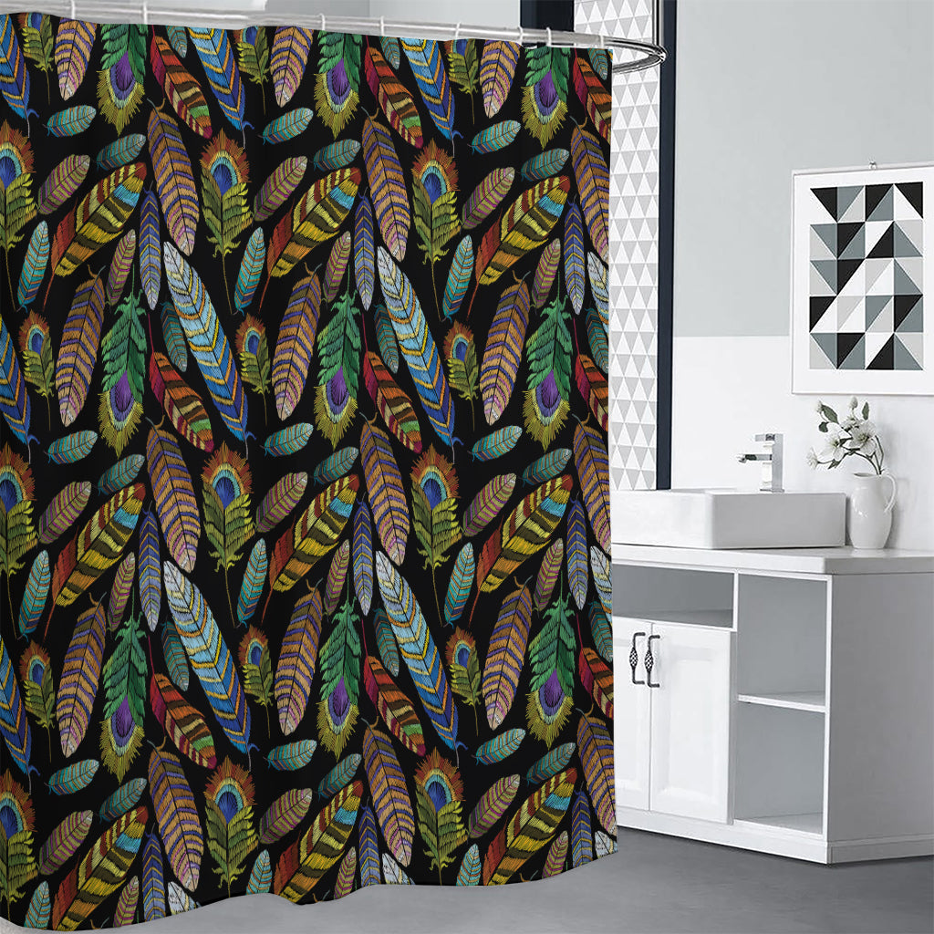 Vintage Feather Pattern Print Premium Shower Curtain