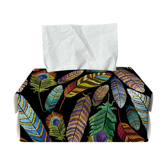 Vintage Feather Pattern Print Rectangle Tissue Box Cover