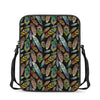 Vintage Feather Pattern Print Rectangular Crossbody Bag