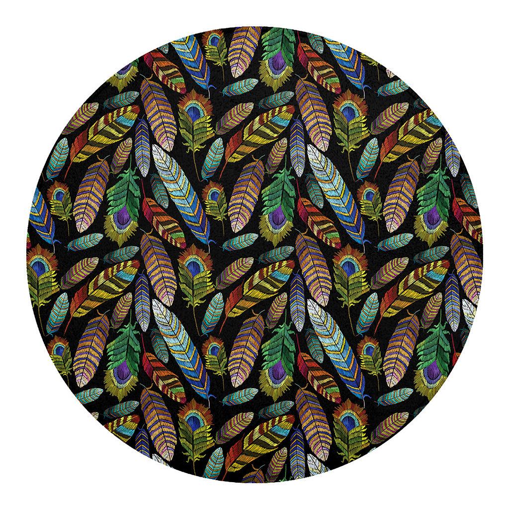 Vintage Feather Pattern Print Round Blanket