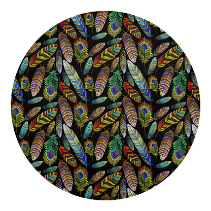 Vintage Feather Pattern Print Round Blanket