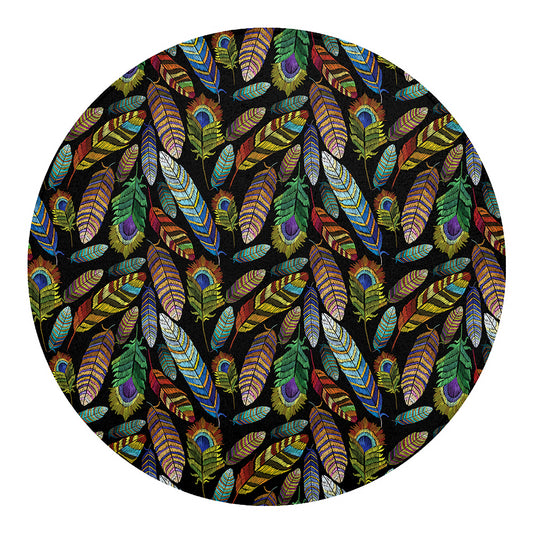 Vintage Feather Pattern Print Round Blanket