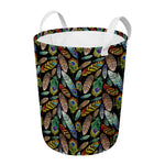 Vintage Feather Pattern Print Round Laundry Basket