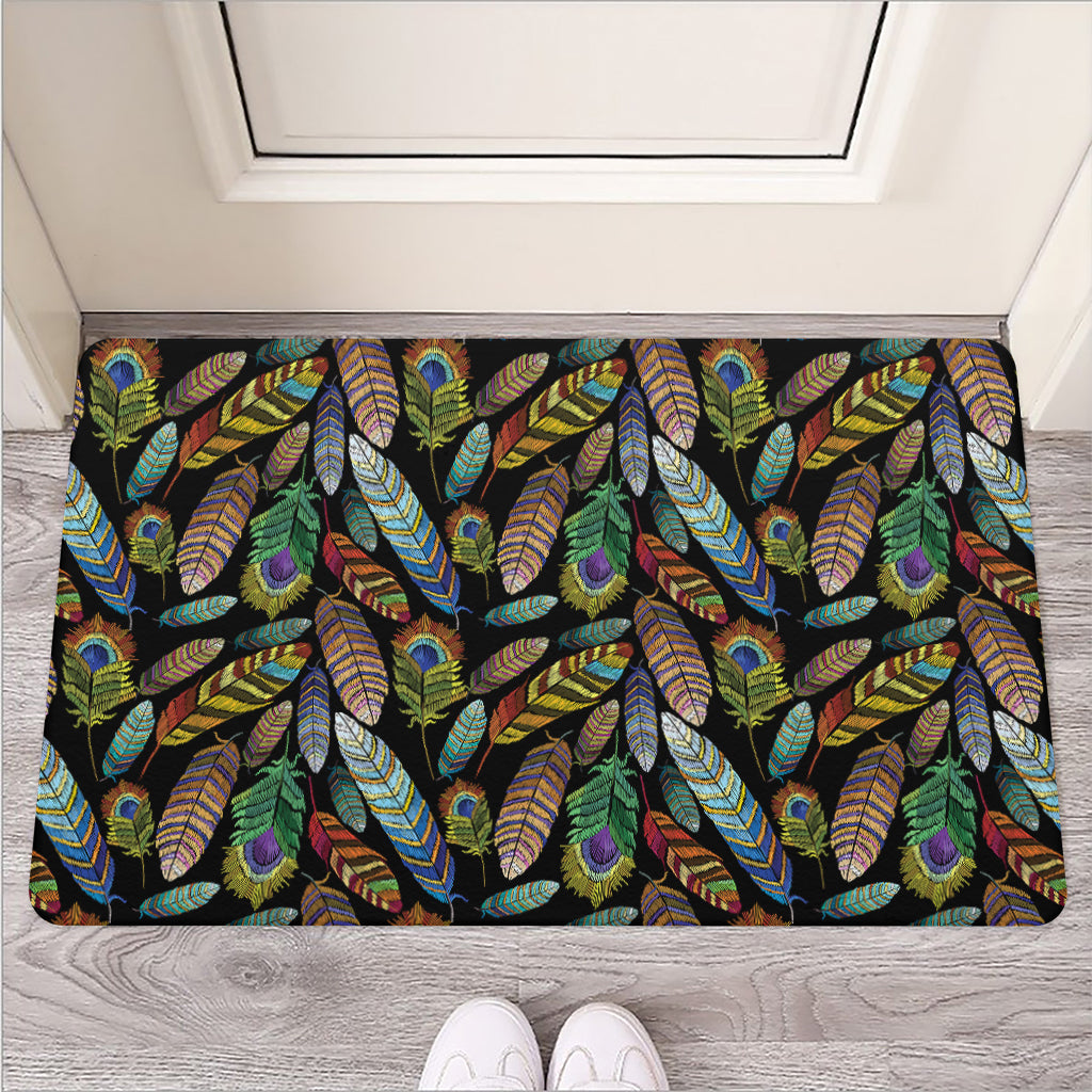 Vintage Feather Pattern Print Rubber Doormat