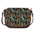 Vintage Feather Pattern Print Saddle Bag