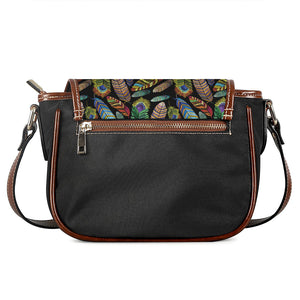 Vintage Feather Pattern Print Saddle Bag