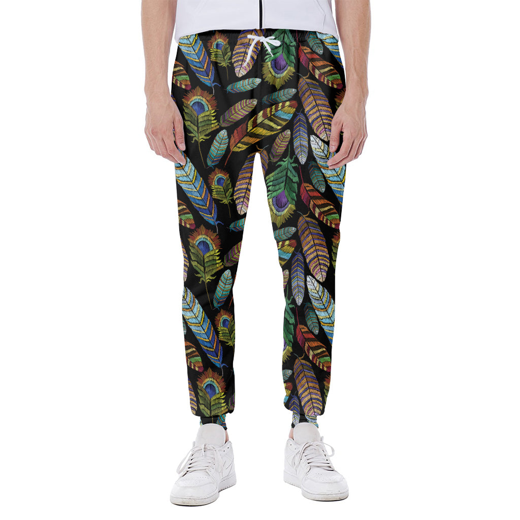 Vintage Feather Pattern Print Scuba Joggers
