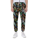 Vintage Feather Pattern Print Scuba Joggers