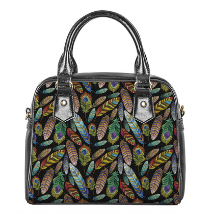 Vintage Feather Pattern Print Shoulder Handbag