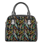 Vintage Feather Pattern Print Shoulder Handbag