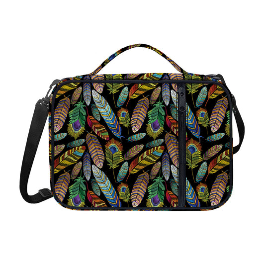 Vintage Feather Pattern Print Shoulder Strap Bible Bag