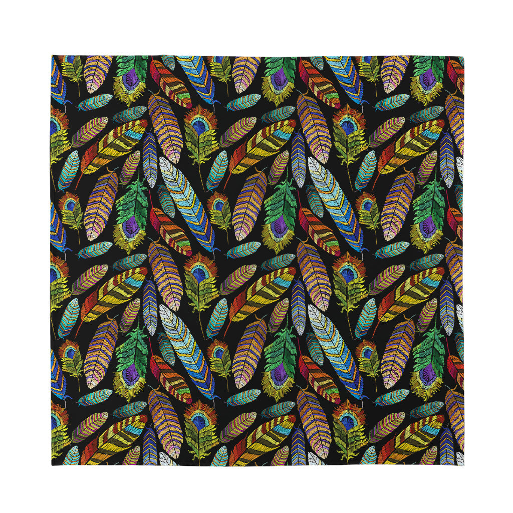 Vintage Feather Pattern Print Silk Bandana