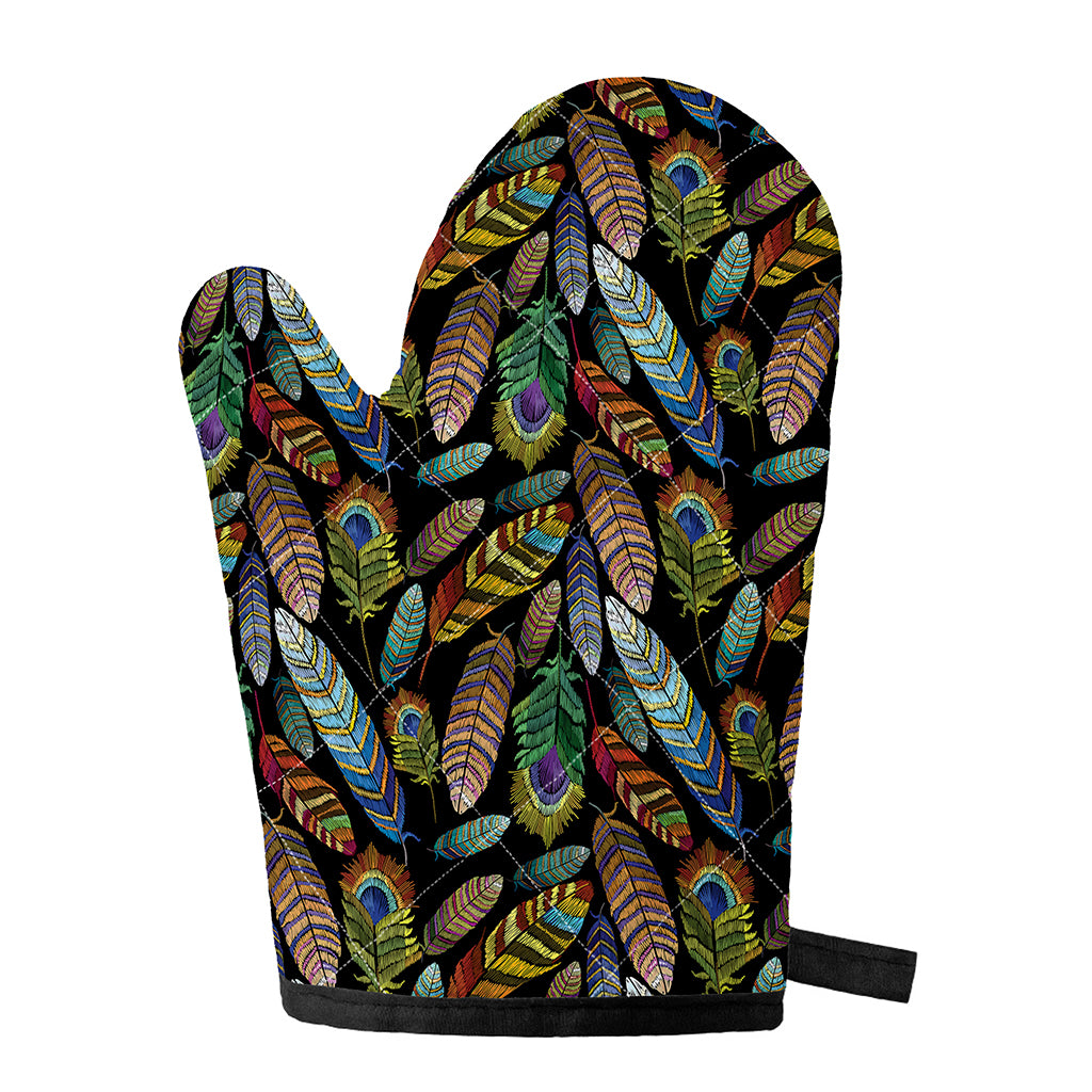 Vintage Feather Pattern Print Single Oven Mitt