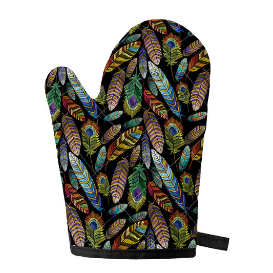 Vintage Feather Pattern Print Single Oven Mitt