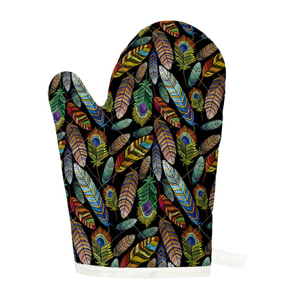 Vintage Feather Pattern Print Single Oven Mitt