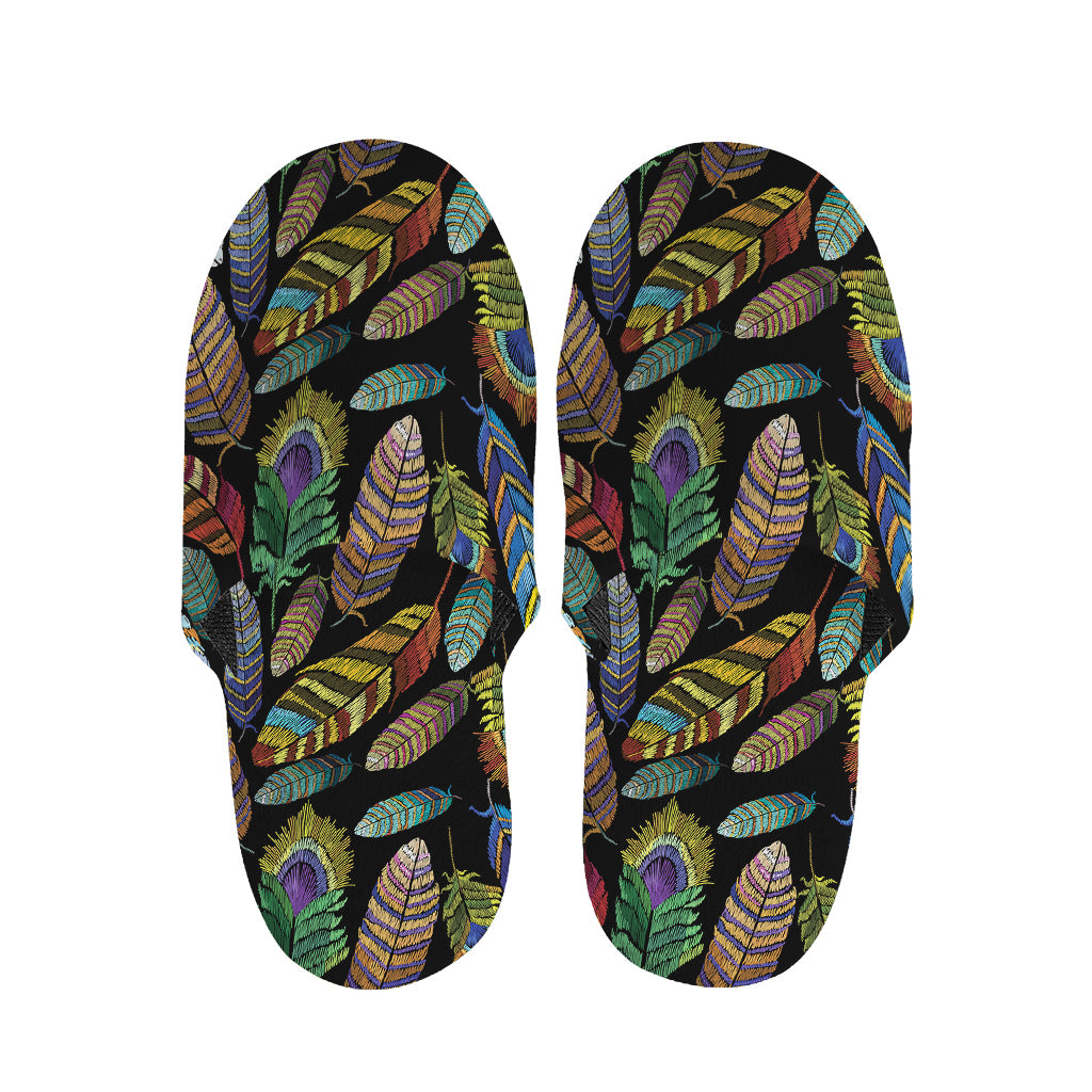 Vintage Feather Pattern Print Slippers