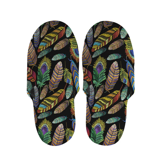 Vintage Feather Pattern Print Slippers