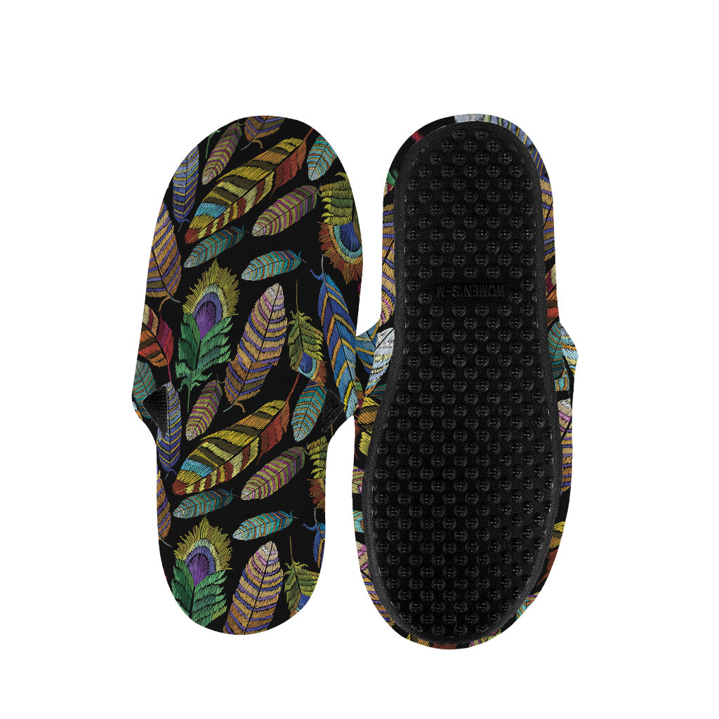 Vintage Feather Pattern Print Slippers