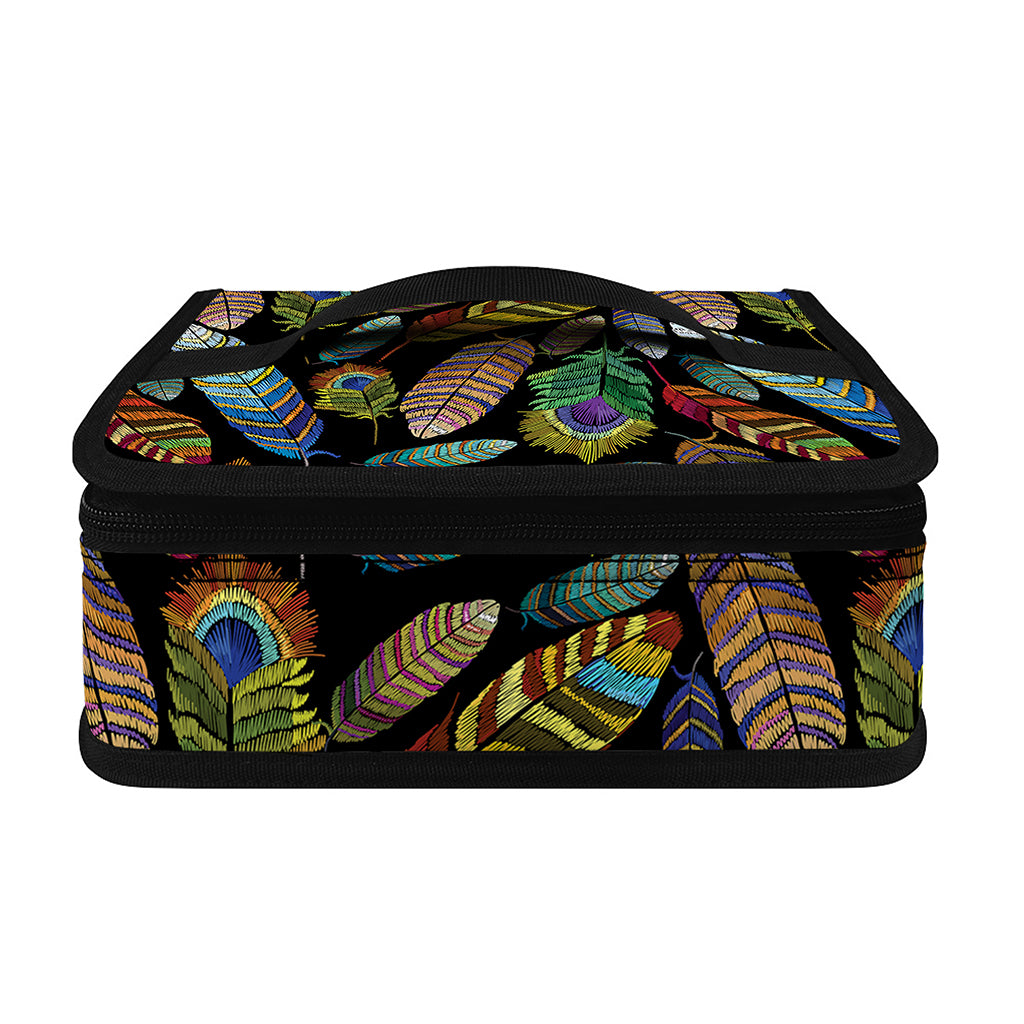 Vintage Feather Pattern Print Small Lunch Bag