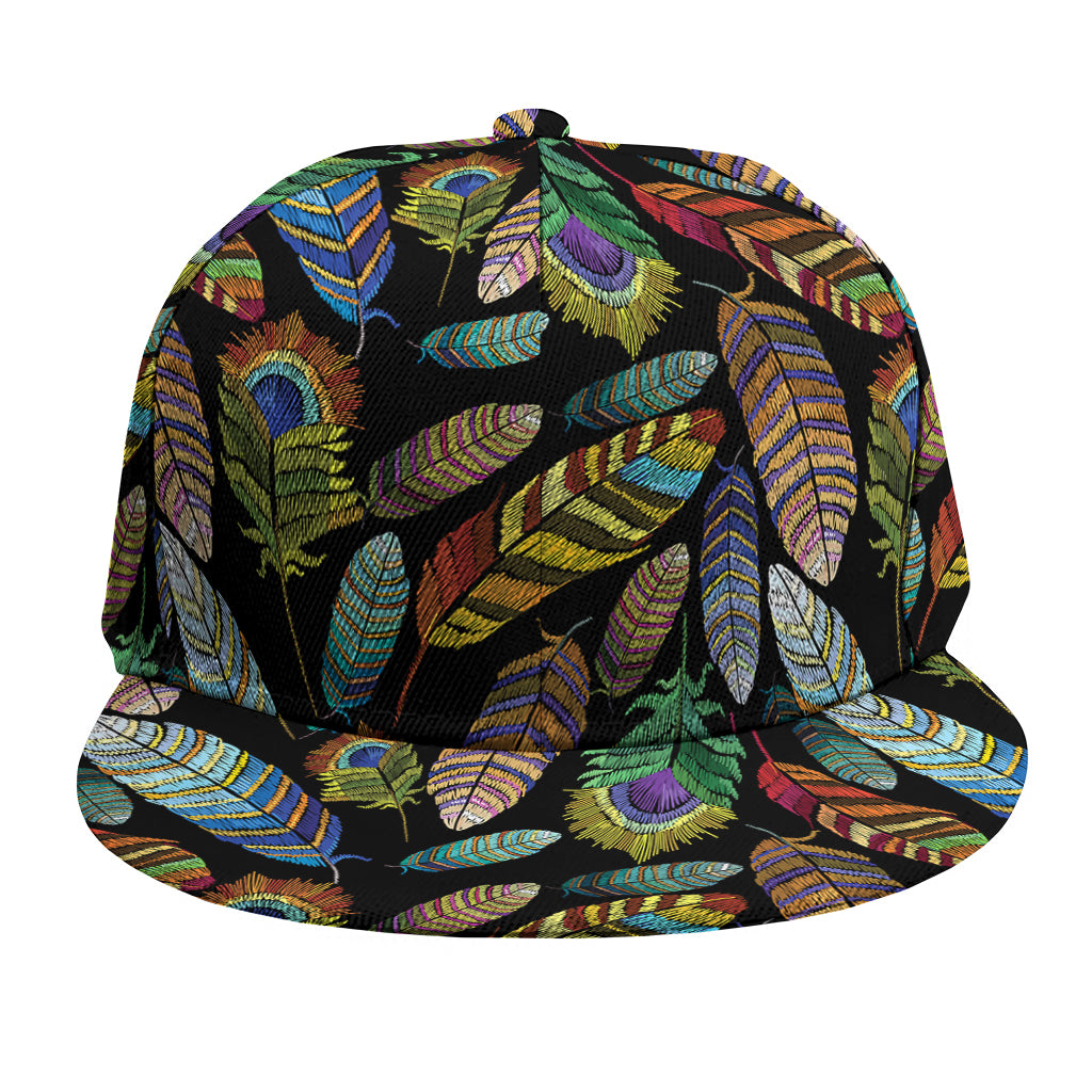 Vintage Feather Pattern Print Snapback Cap