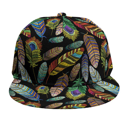 Vintage Feather Pattern Print Snapback Cap