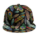 Vintage Feather Pattern Print Snapback Cap