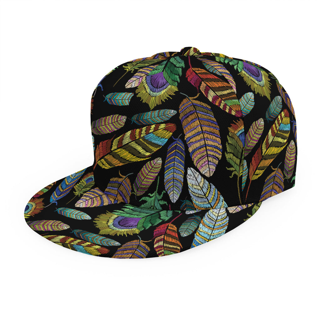 Vintage Feather Pattern Print Snapback Cap