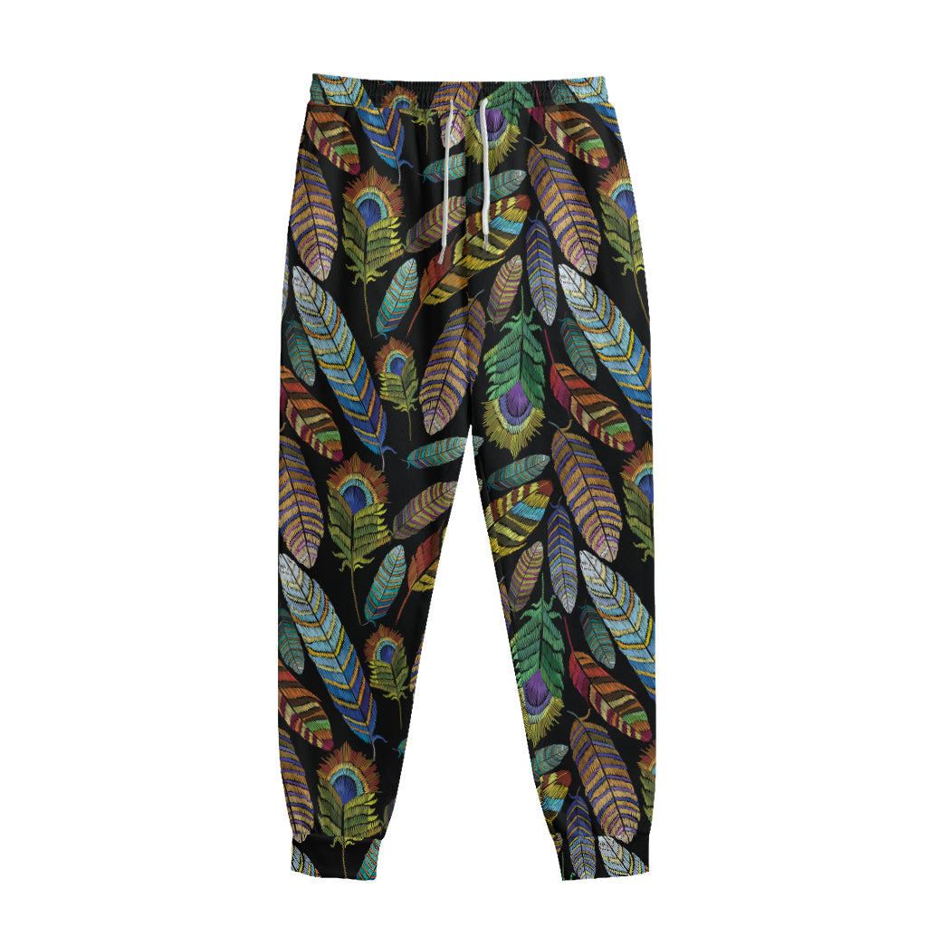 Vintage Feather Pattern Print Sweatpants