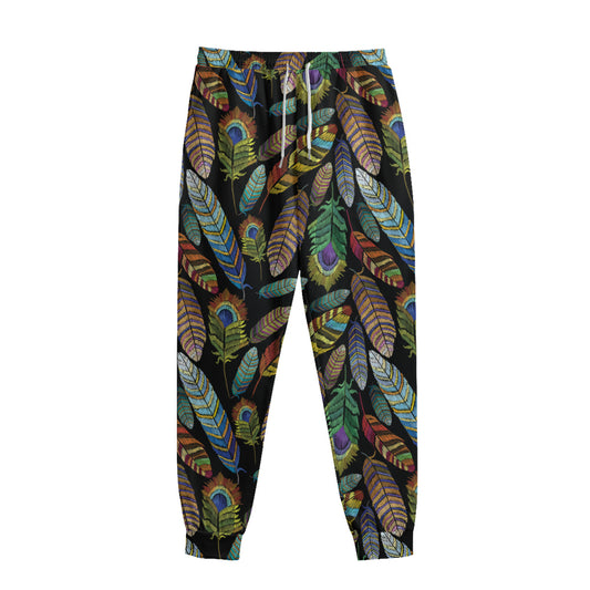 Vintage Feather Pattern Print Sweatpants