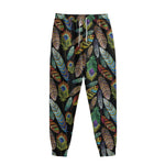 Vintage Feather Pattern Print Sweatpants