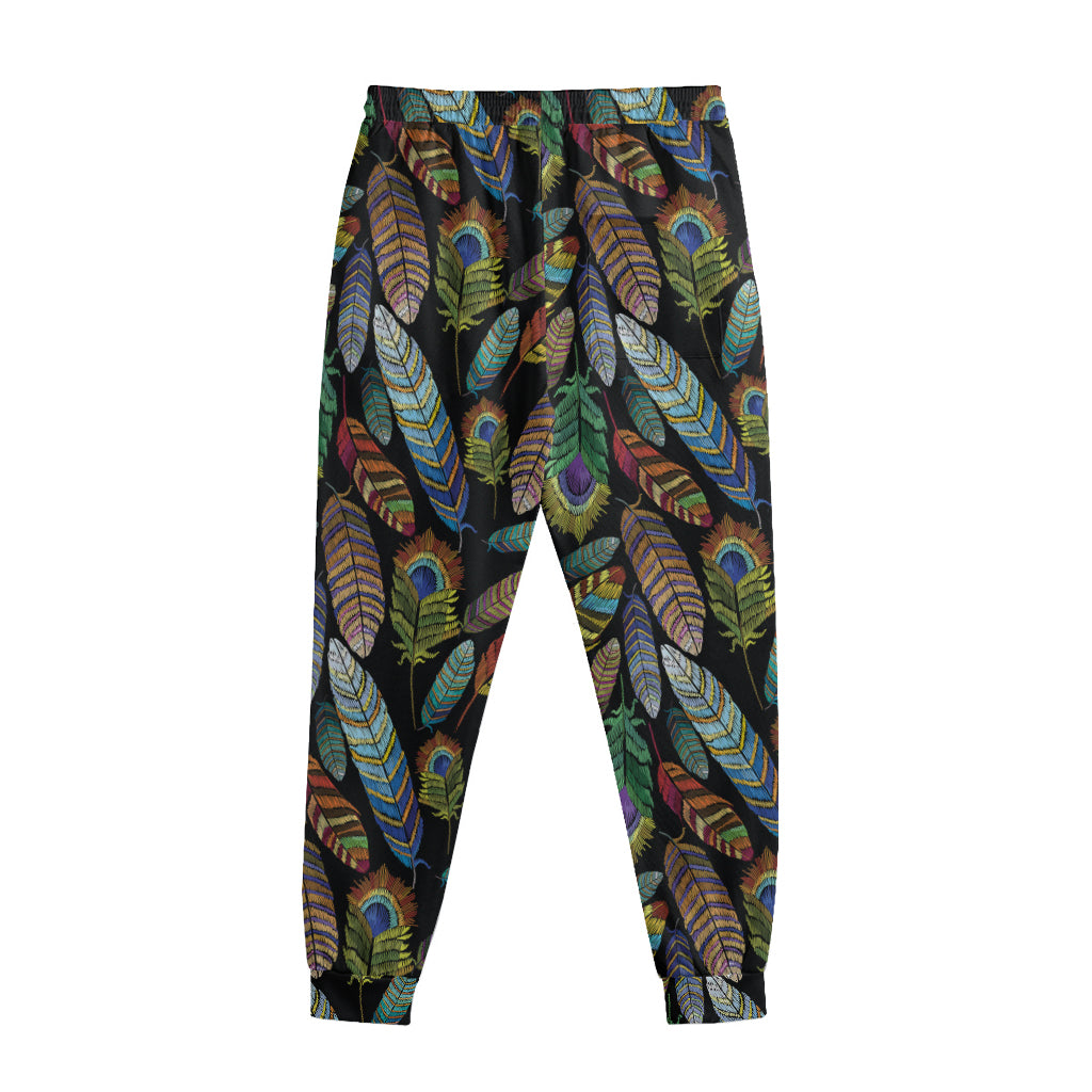 Vintage Feather Pattern Print Sweatpants