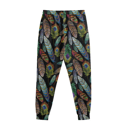 Vintage Feather Pattern Print Sweatpants